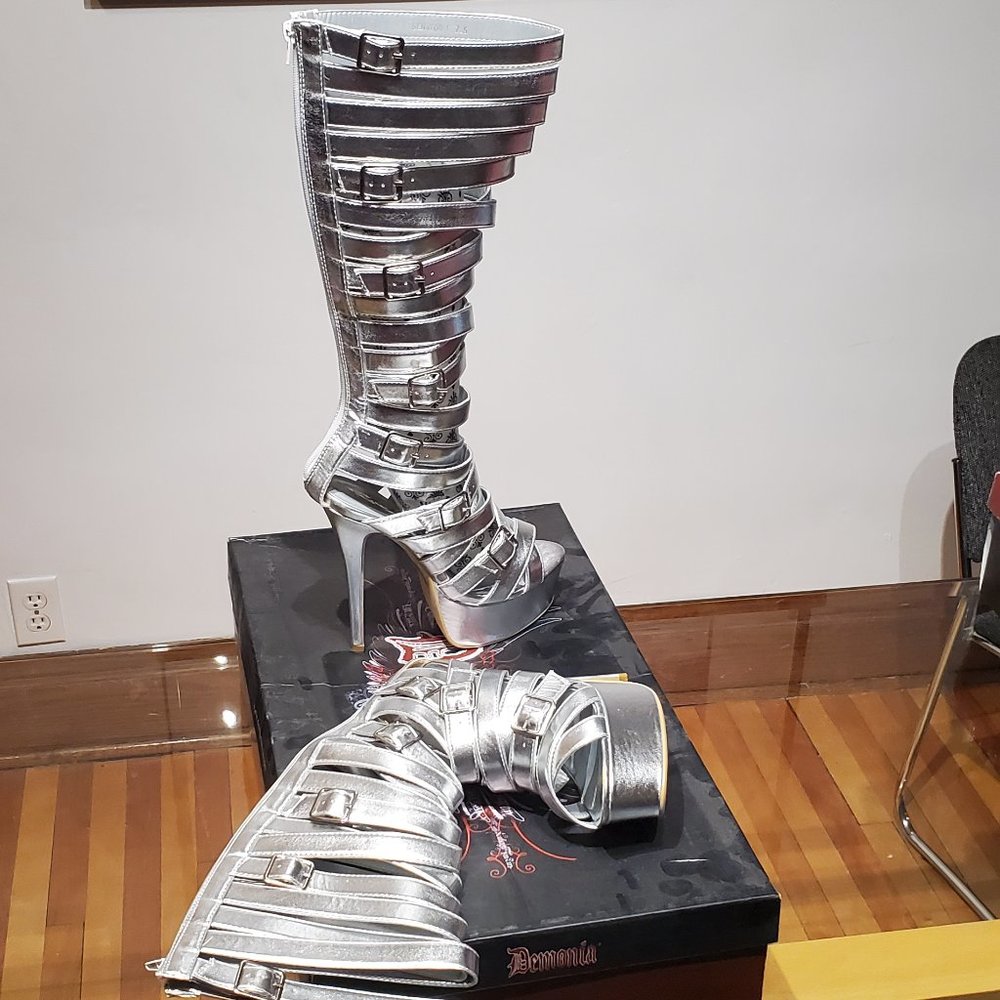 Silver Senator-1 heeled platform sandals - Picture 3 of 4